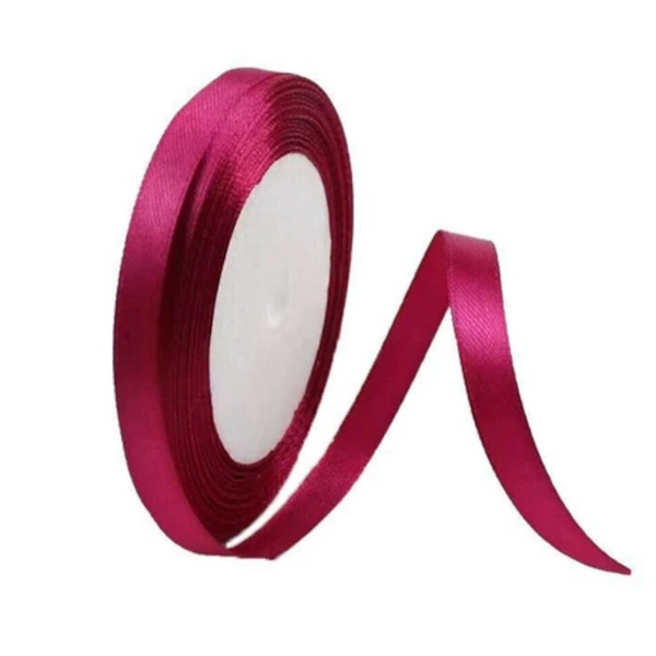 10Mm Width Satin Hair Ribbon Wedding Party Decoration Gift Banquet 3M Deep Rose Red Ribbons & Bows