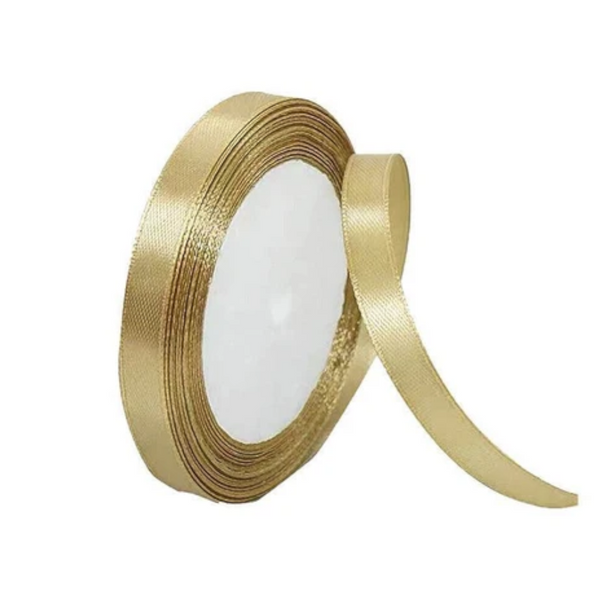 10Mm Width Satin Hair Ribbon Wedding Party Decoration Gift Banquet 3M Gold Ribbons & Bows