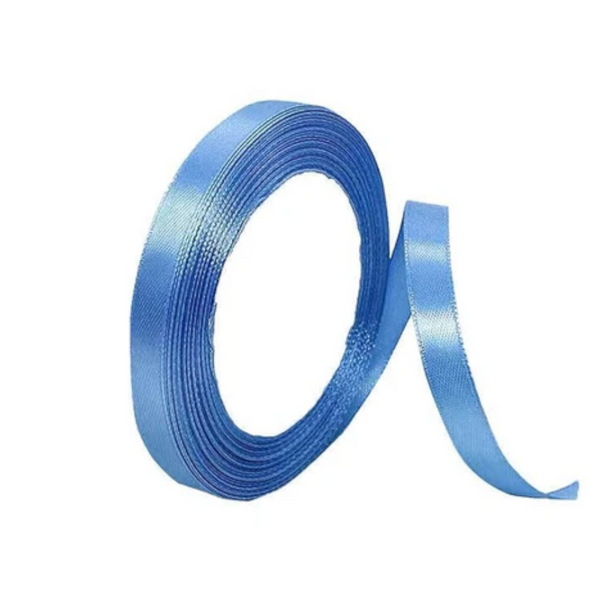 10Mm Width Satin Hair Ribbon Wedding Party Decoration Gift Banquet 3M Lake Blue Ribbons & Bows