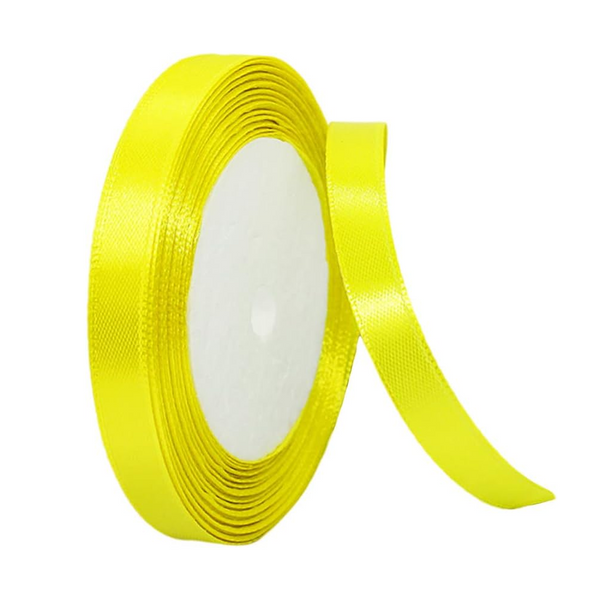 10Mm Width Satin Hair Ribbon Wedding Party Decoration Gift Banquet 5M Lemon Yellow Ribbons & Bows