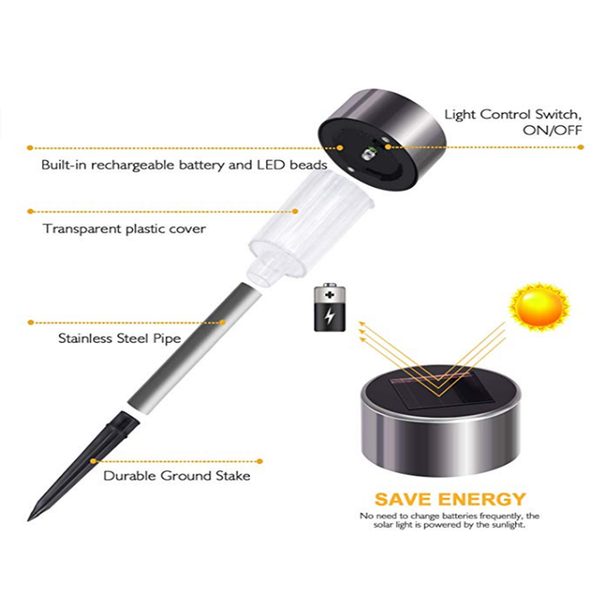 10Pack Solar Garden Lights Stainless Steel Waterproof Led Powered Pathway Outdoor Landscape Lighting For Lawn Patio Yard Walkway Landscape & Walkway L