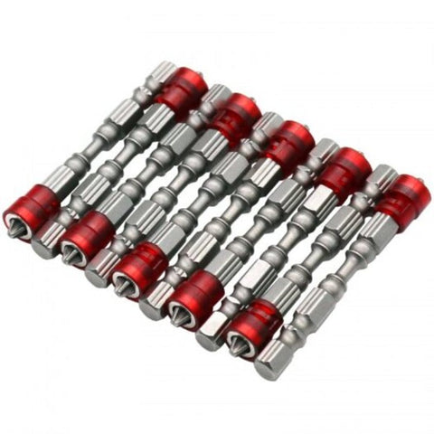 10Pc Drywall Screwdriver Bit Set 65Mm Bits / 4 Hex Depth Stop Silver Drill Bits