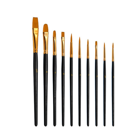 10Pcs Artist Nylon Paint Brush Professional Watercolor Acrylic Wooden Handle Painting Brushes Supplies Stationery