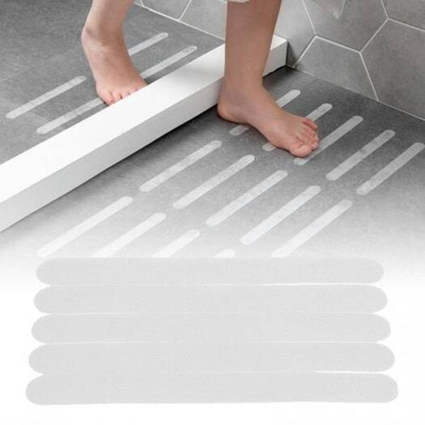 10Pcs Bathroom Bathtub Staircase Transparent Anti Skid Slip Safe Tape Natural White Set