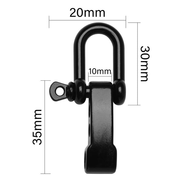 10Pcs Black U Shaped Shackle Buckle Stainless Steel Bracelet Buckles Outdoor Camping Survival Rope Bracelets Accessories Paracords