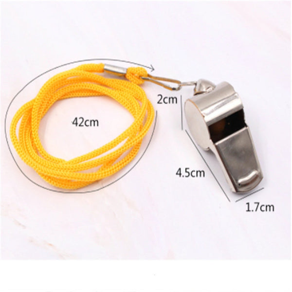 10Pcs Metal Whistle With Rope Stainless Steel For Referee Sport Rugby Party Training School Football Basketball Cheerleaders