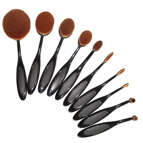 Makeup Brushes 10Pcs Oval Soft Set Toothbrush Foundation Cosmetic Cream Powder Blush Kits Professional Tool Black