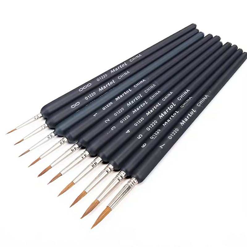 10Pcsset Premium Quality Paint Brush Set Weasel Hair Miniature Hook Line Pen For Detail Art Painting Nail Drawing Artists Brushes