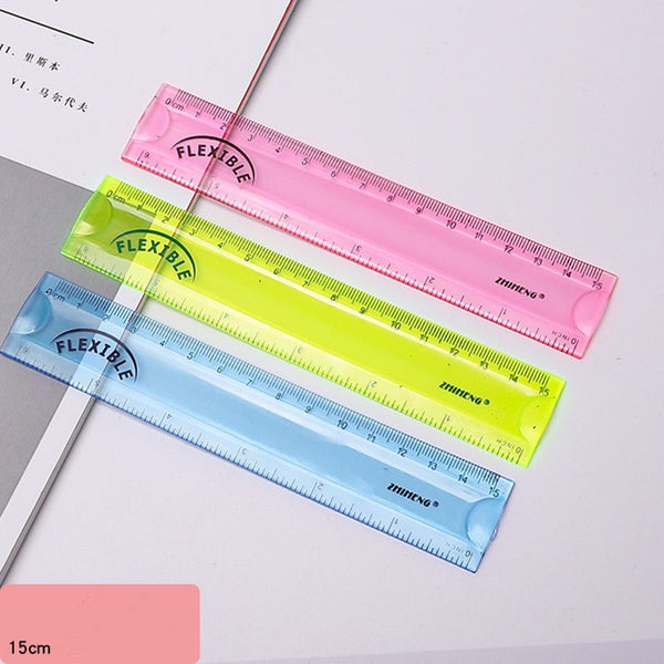 10Pcs Soft Ruler Multicolor Student Flexible Tape School Measure Tool 15Cm Straight Office Supplies