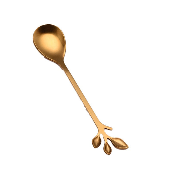 10Pcs Stainless Steel Coffee Tea Spoon Creative Branch Leaves Ice Cream Dessert Fork Christmas Gift Kitchen Tableware Spoons