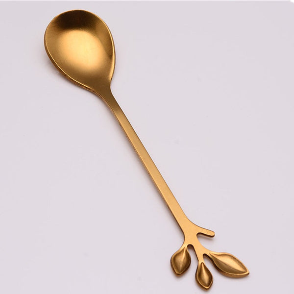 10Pcs Stainless Steel Coffee Tea Spoon Creative Branch Leaves Ice Cream Dessert Fork Christmas Gift Kitchen Tableware Spoons