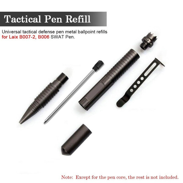 10Pcs Tactical Pen Refills Black Roller Ball Pens & Writing Instruments