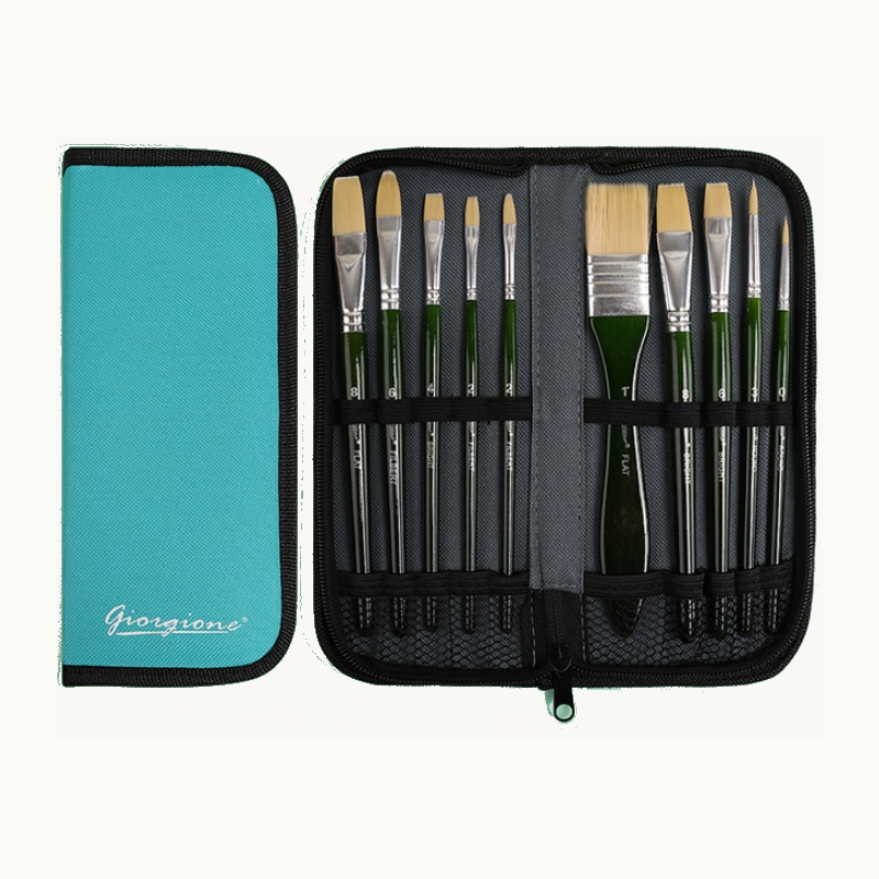 10Pcs Nylon Paint Brush Watercolor Oil Painting Acrylic Multi Function With Bag Artists Brushes