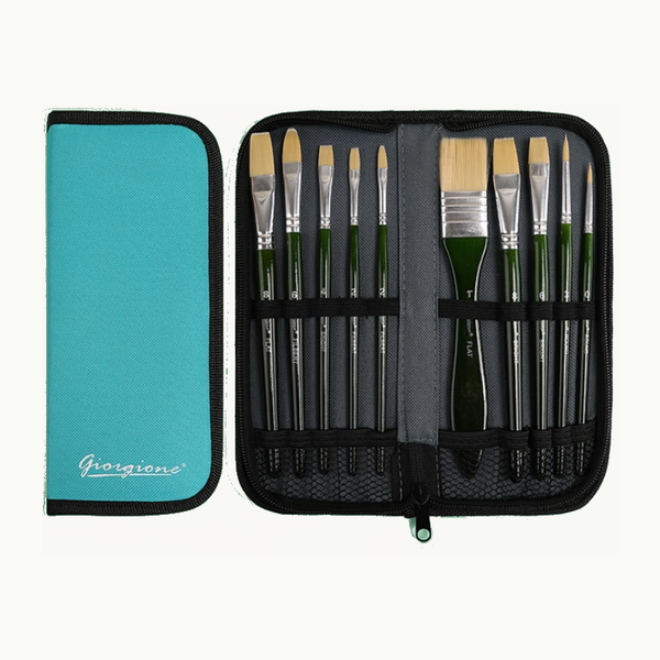 10Pcs Nylon Paint Brush Watercolor Oil Painting Acrylic Multi Function With Bag Artists Brushes