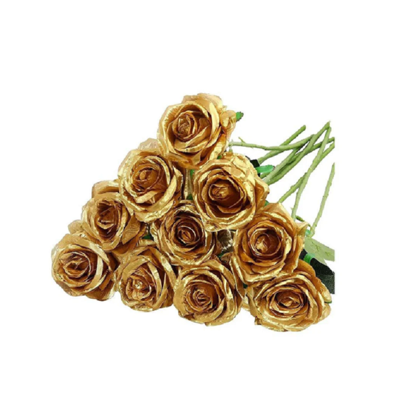 10Pcs Artificial Silk Simulation Rose Flowers Wedding Party Home Decorations Gold Artificial Plants