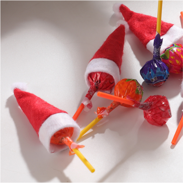 10Pcs Christmas Hat Lovely Eye-Catching Bright Colour Xmas Lollipop Topper