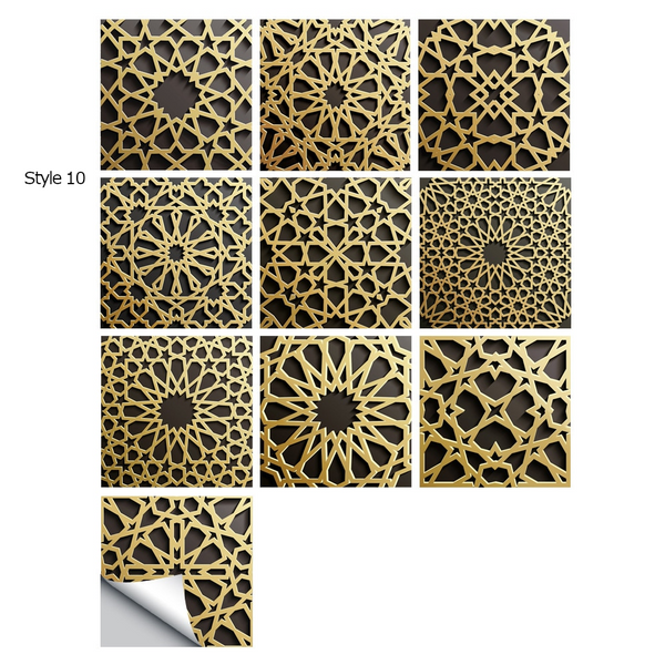 10 Piece Set Mandala Crystal Hard Film Tiles Wall Stickers Kitchen Bathroom Wardrobe Tile Décor