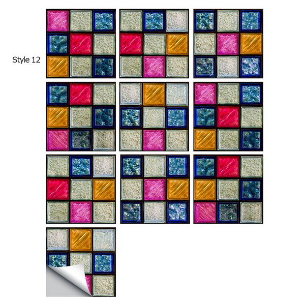 10 Piece Set Mandala Crystal Hard Film Tiles Wall Stickers Kitchen Bathroom Wardrobe Tile Décor