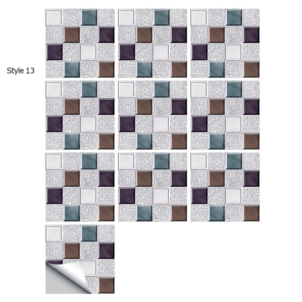 10 Piece Set Mandala Crystal Hard Film Tiles Wall Stickers Kitchen Bathroom Wardrobe Tile Décor