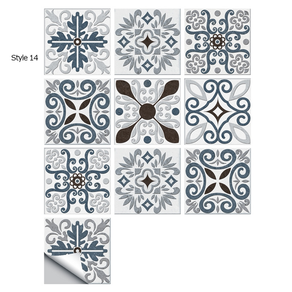 10 Piece Set Mandala Crystal Hard Film Tiles Wall Stickers Kitchen Bathroom Wardrobe Tile Décor