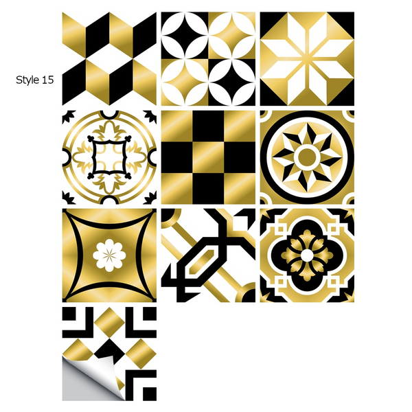 10 Piece Set Mandala Crystal Hard Film Tiles Wall Stickers Kitchen Bathroom Wardrobe Tile Décor