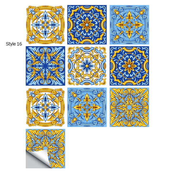 10 Piece Set Mandala Crystal Hard Film Tiles Wall Stickers Kitchen Bathroom Wardrobe Tile Décor