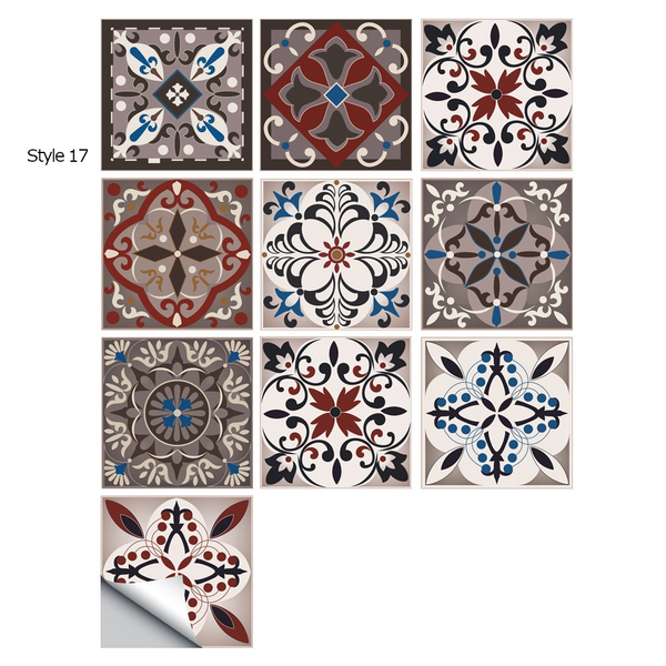 10 Piece Set Mandala Crystal Hard Film Tiles Wall Stickers Kitchen Bathroom Wardrobe Tile Décor
