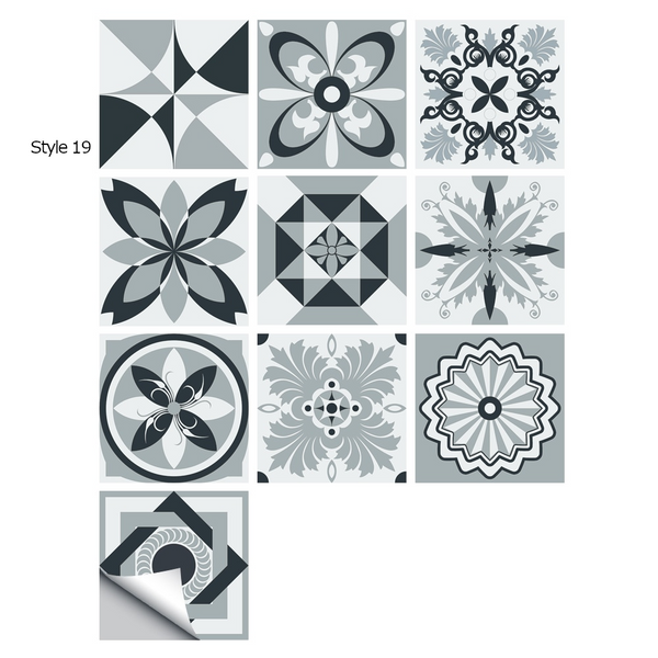 10 Piece Set Mandala Crystal Hard Film Tiles Wall Stickers Kitchen Bathroom Wardrobe Tile Décor