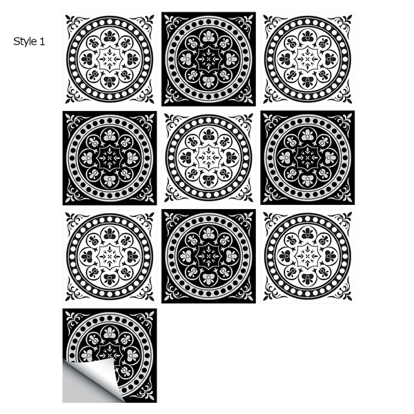 10 Piece Set Mandala Crystal Hard Film Tiles Wall Stickers Kitchen Bathroom Wardrobe Tile Décor