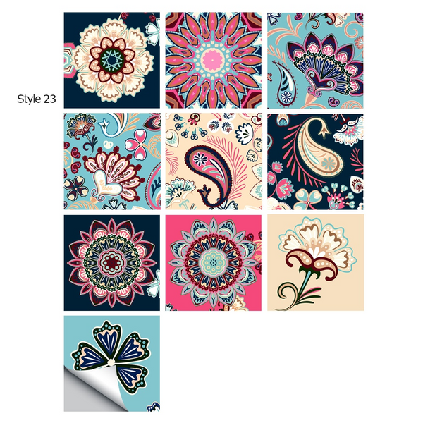 10 Piece Set Mandala Crystal Hard Film Tiles Wall Stickers Kitchen Bathroom Wardrobe Tile Décor