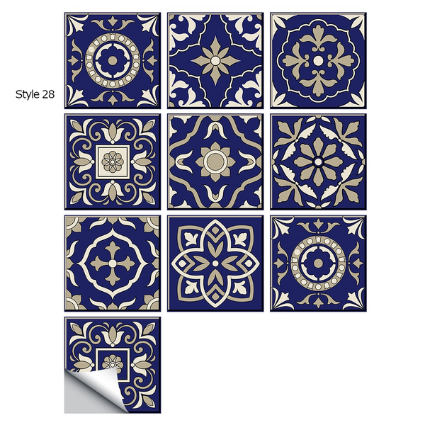 10 Piece Set Mandala Crystal Hard Film Tiles Wall Stickers Kitchen Bathroom Wardrobe Tile Décor