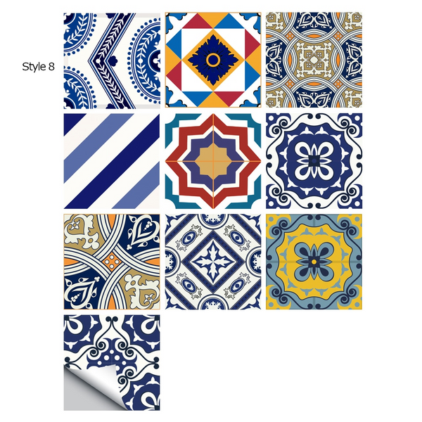 10 Piece Set Mandala Crystal Hard Film Tiles Wall Stickers Kitchen Bathroom Wardrobe Tile Décor