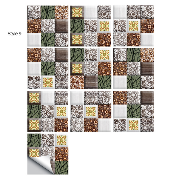 10 Piece Set Mandala Crystal Hard Film Tiles Wall Stickers Kitchen Bathroom Wardrobe Tile Décor