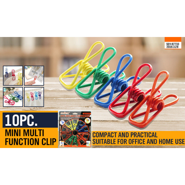 10Pc Steel Clips Multi-Use Spring Clamps Clothes Peg Hanging Note Book Laundry