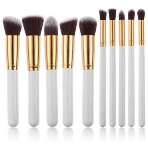 10Psc Makeup And Up Tool Brush Suit White Golden Brushes
