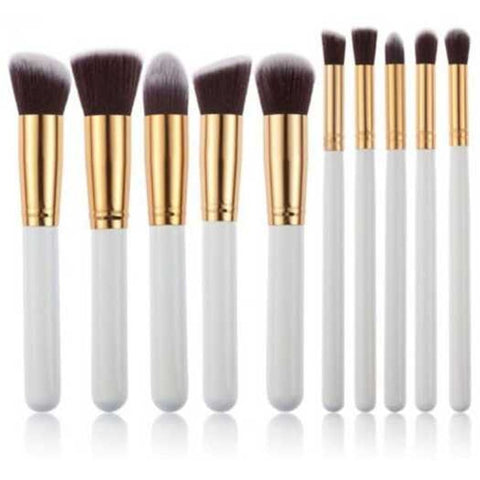 10Psc Makeup And Up Tool Brush Suit White Golden