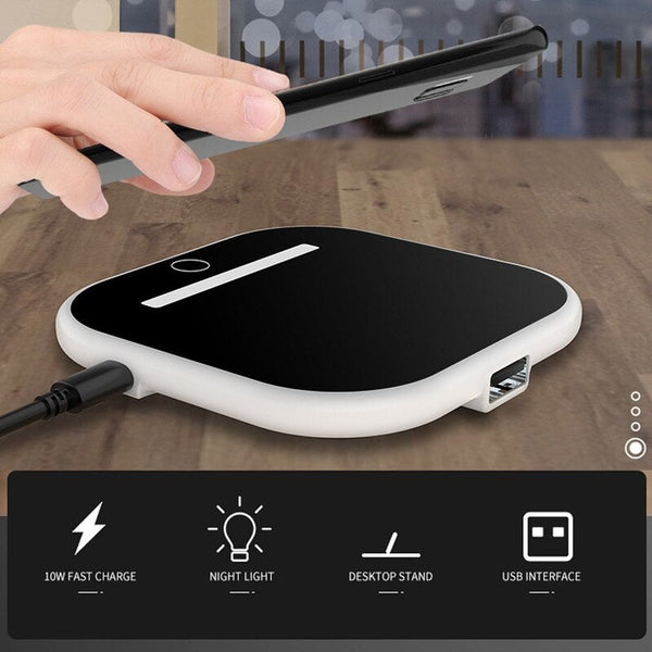 10W Wireless Charging Pad Phone Holder Charger Black