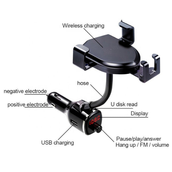 10W Quick Charge Wireless Phone Support Car Mp3 Transmitter Double Usb Charging Music Play Fm