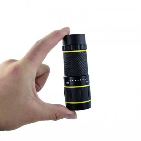 10X22 Portable Monocular With Adjustable Objective And Eyepiece Lenses Black