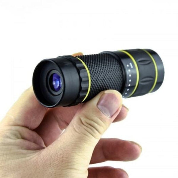 10X22 Portable Monocular With Adjustable Objective And Eyepiece Lenses Black
