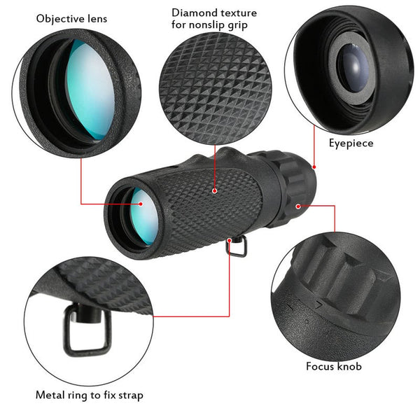 10X25 Monocular Mini Compact Telescope High Definition Pocket Scope Black Binoculars & Monoculars
