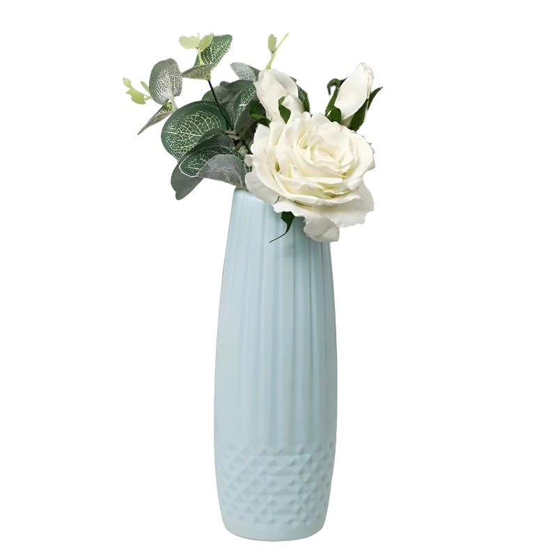 Flower Vase Light Green Small Diamond Pattern Table Decor Garden Vases