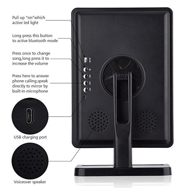 Makeup Mirror With 20 Led Light Bluetooth Music 10X Magnifying Lights Makeup Mirrors