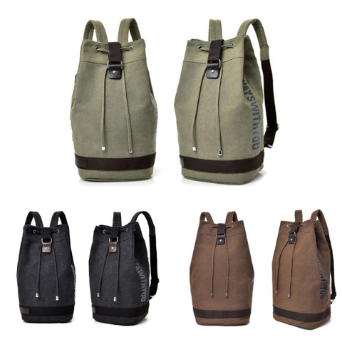 Fashion Casual Canvas Sports Backpack Bucket Bag Travel Mens Bags Backpacks
