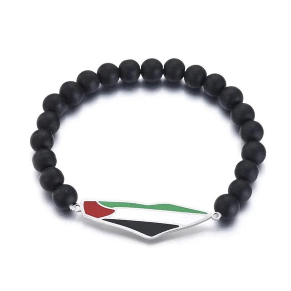 Veile Studios Drip Glue Stainless Steel Palestinian Flag Map Black Bracelet Bracelets