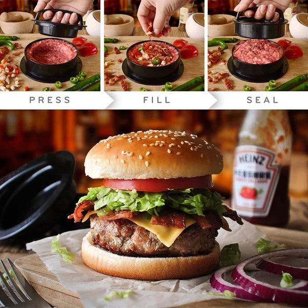 3 In 1 Manual Kitchen Gadget: Hamburger Patty Round Beef Burger & Meatball Press. Burger Presses