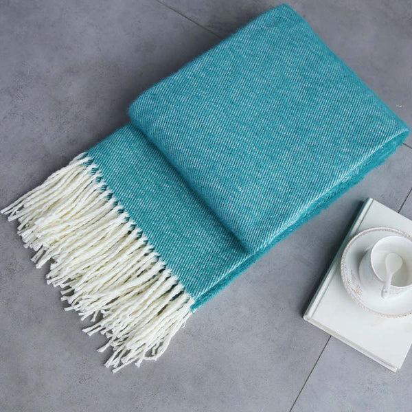 115Cm X 200Cm Warm Cozy Knitted Throw Blanket Teal Blankets