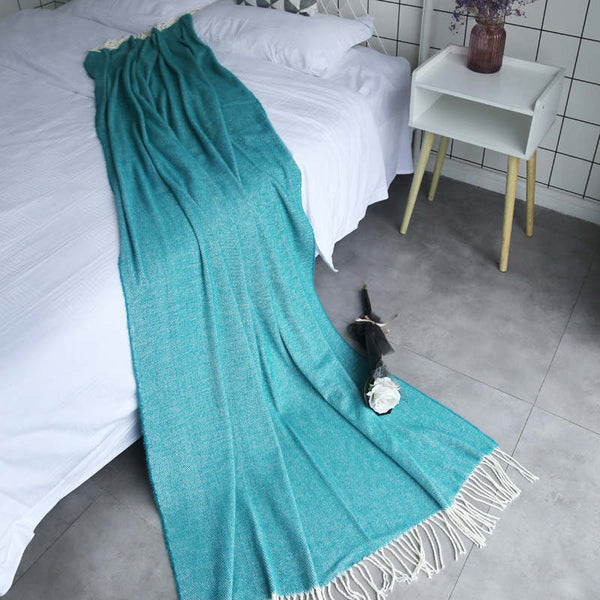 115Cm X 200Cm Warm Cozy Knitted Throw Blanket Teal Blankets