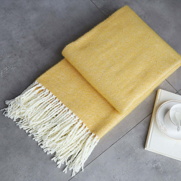 115Cm X 200Cm Warm Cozy Knitted Throw Blanket Yellow