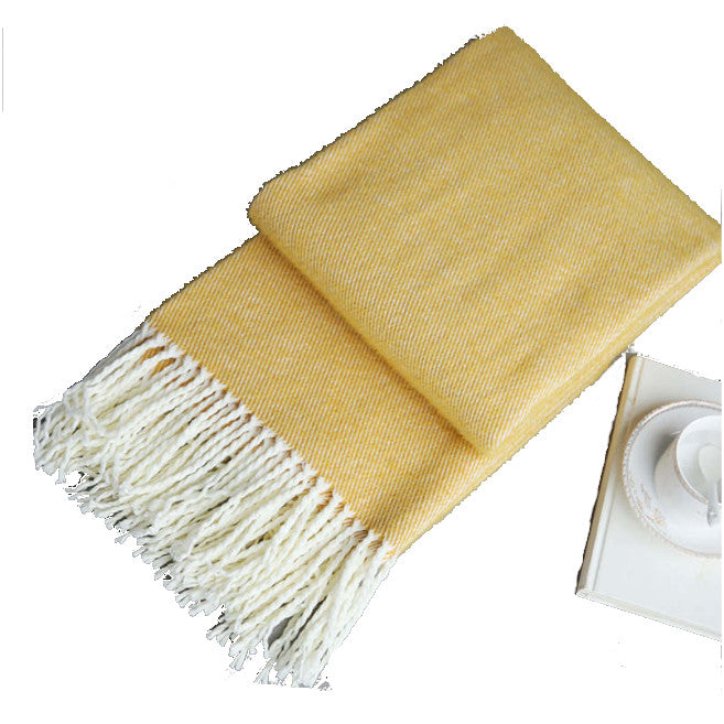115Cm X 200Cm Warm Cozy Knitted Throw Blanket Yellow Blankets